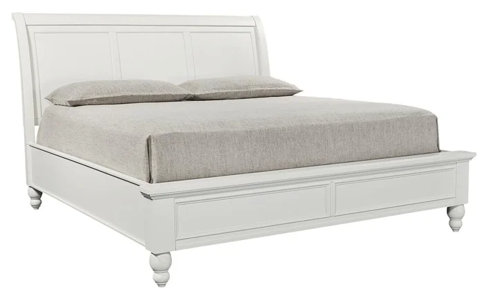 Aspenhome Cambridge Queen Sleigh Bed in White EST SHIP TIME IS 2 WEEKS