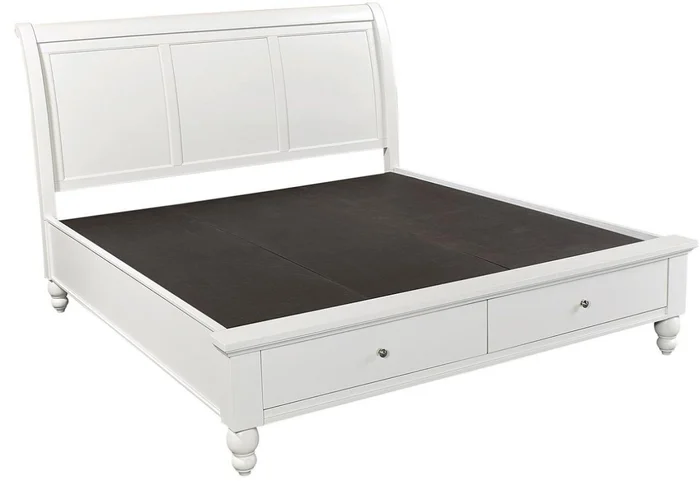 Aspenhome Cambridge Queen Sleigh Storage Bed in White EST SHIP TIME IS 2 WEEKS