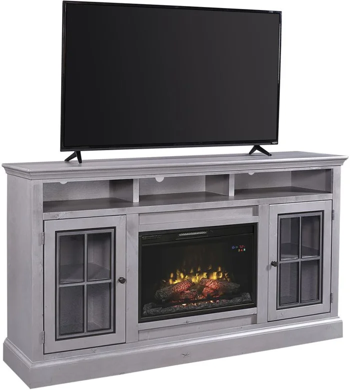 Aspenhome Churchill 70″ Highboy Fireplace Console in Smokey Grey DR1954-GRY