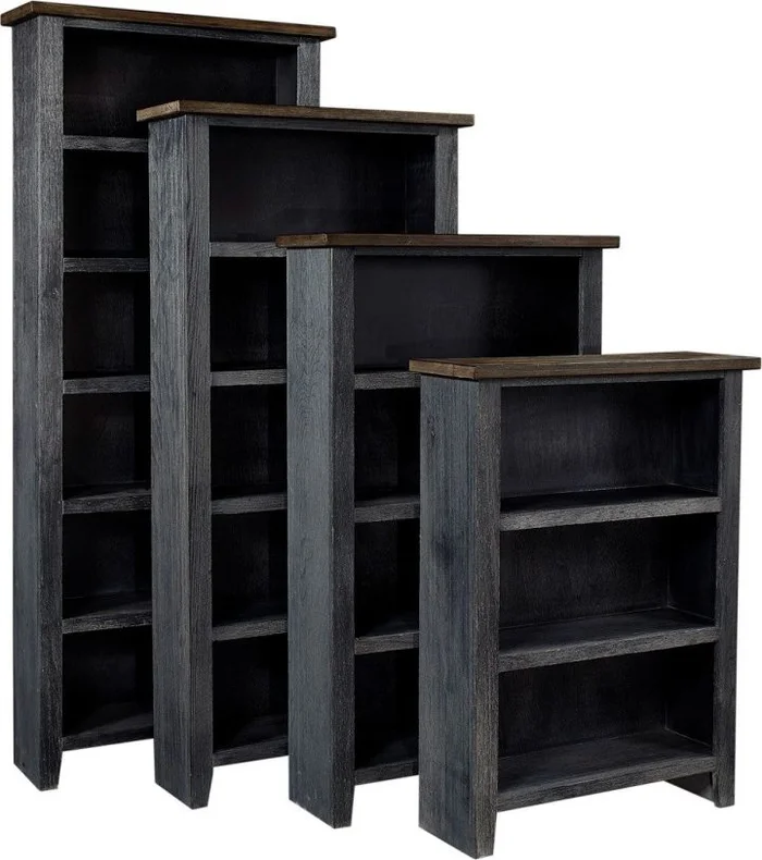 Aspenhome Eastport 74″ Bookcase w/ 4 Fixed Shelves in Malta Blue ME3472-MBL