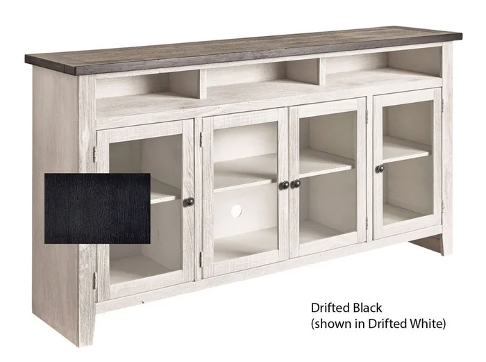 Aspenhome Eastport 74″ Highboy Console w/ 4 Doors in Drifted Black WME1255-DBK