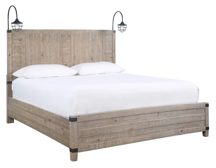 Aspenhome Foundry Queen Panel Bed in Weathered Stone