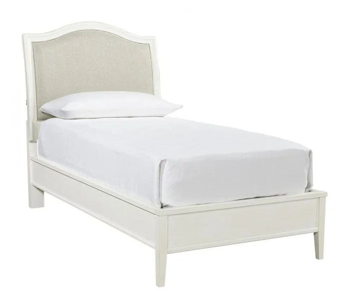 Aspenhome Furniture Charlotte Full Upholstered Sleigh Bed in White EST SHIP TIME IS 2 WEEKS