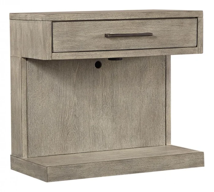 Aspenhome Furniture Platinum 1 Drawer Nightstand in Grey I251-451-1 EST SHIP TIME IS 2 WEEKS