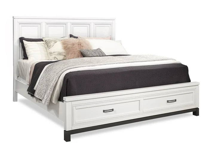 Aspenhome Hyde Park Cal King Painted Panel Storage Bed in White EST SHIP TIME IS 2 WEEKS