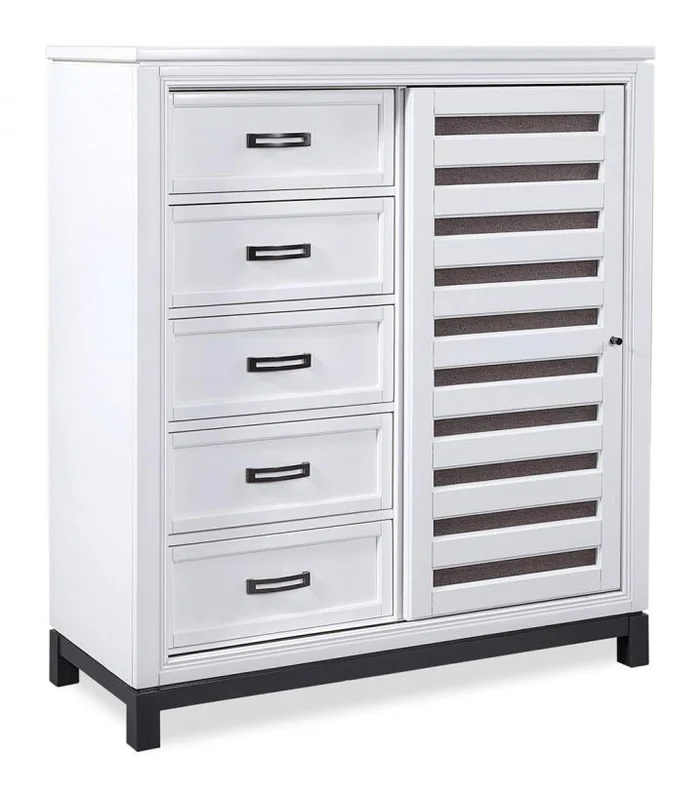Aspenhome Hyde Park Sliding Door Chest in White I32-457-WHT