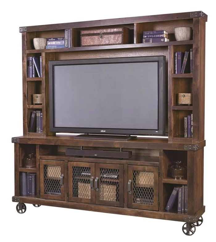 Aspenhome Industrial 84″ Console and Hutch in Tobacco DN1036-H-TOB EST SHIP TIME IS 2 WEEKS