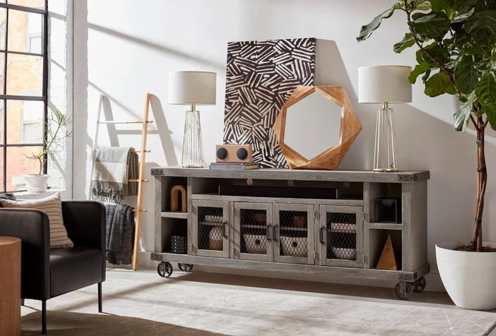 Aspenhome Industrial 84″ Console in Ghost Black DN1036-GHT