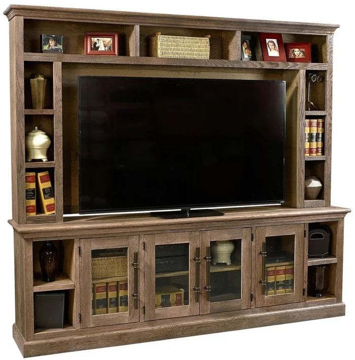 Aspenhome Manchester 97″Console and Hutch in Glazed Oak EST SHIP TIME IS 2 WEEKS