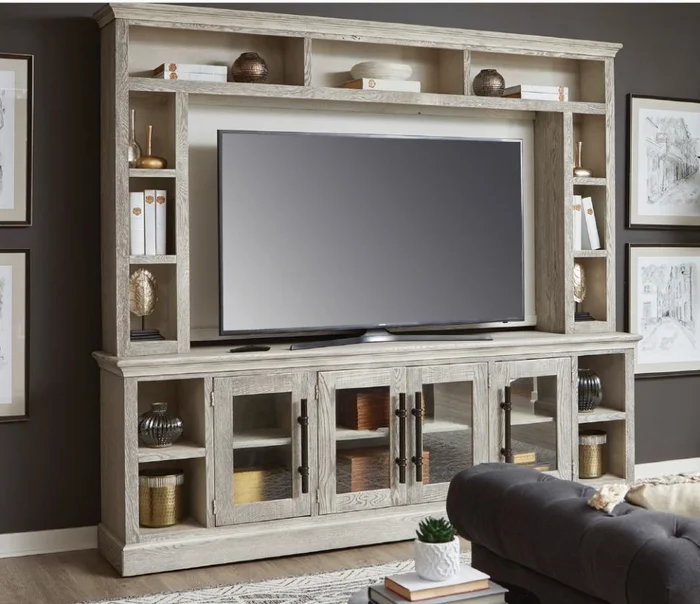 Aspenhome Manchester 97″ Console w/ Hutch in Smokey White