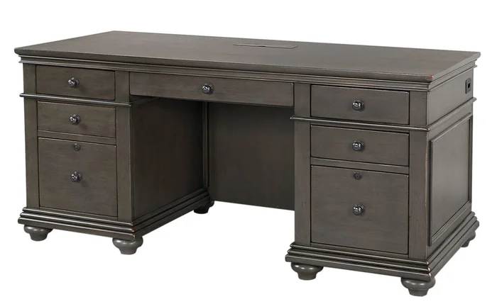 Aspenhome Oxford 66″ Executive Desk in Peppercorn I07-303-PEP EST SHIP TIME IS 2 WEEKS