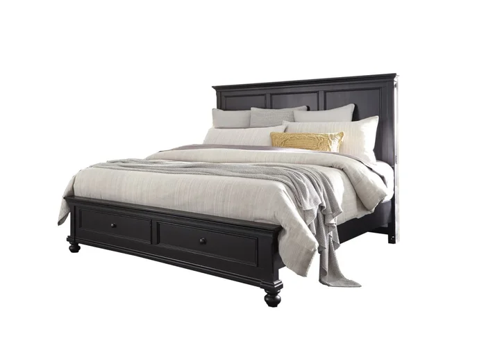 Aspenhome Oxford Queen Panel Storage Bed in Black EST SHIP TIME IS 2 WEEKS