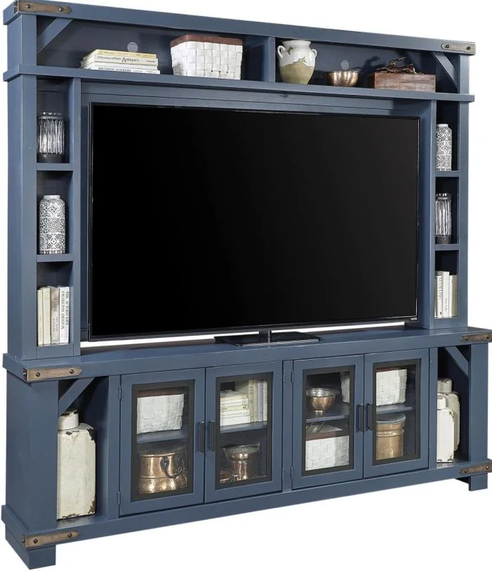 Aspenhome Sawyer 98″Console and Hutch in Malta Blue MO1270-MBL;MO1270H-MBL EST SHIP TIME IS 2 WEEKS