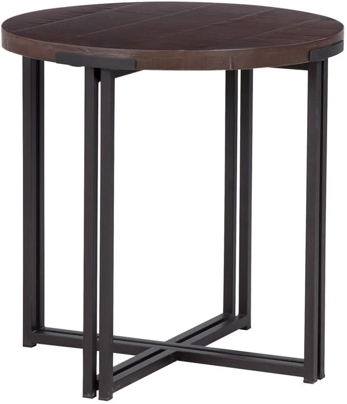 Aspenhome Zander Round End Table with Dual Metal Base in Umber I310-9141-UMB