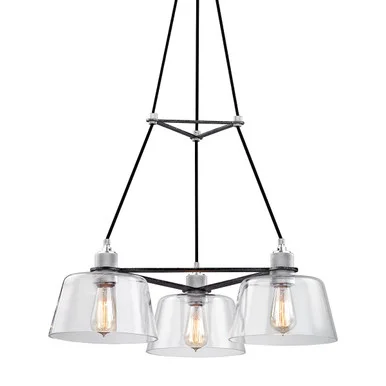 Audiophile Three Light Chandelier in Old Silver And Polished Alumin (67|F6153)