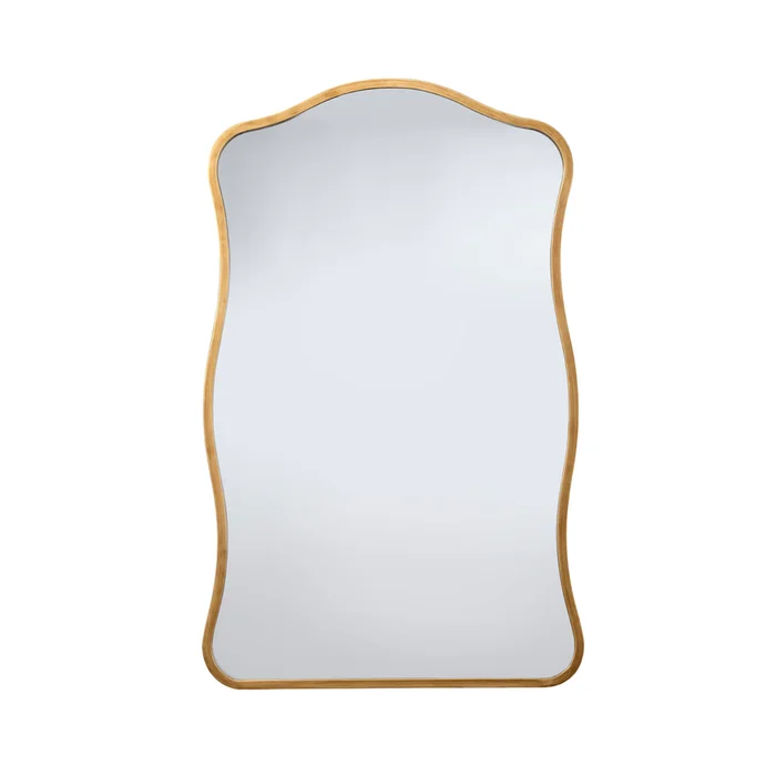 aurora wavy iron wall mirror, antique brass