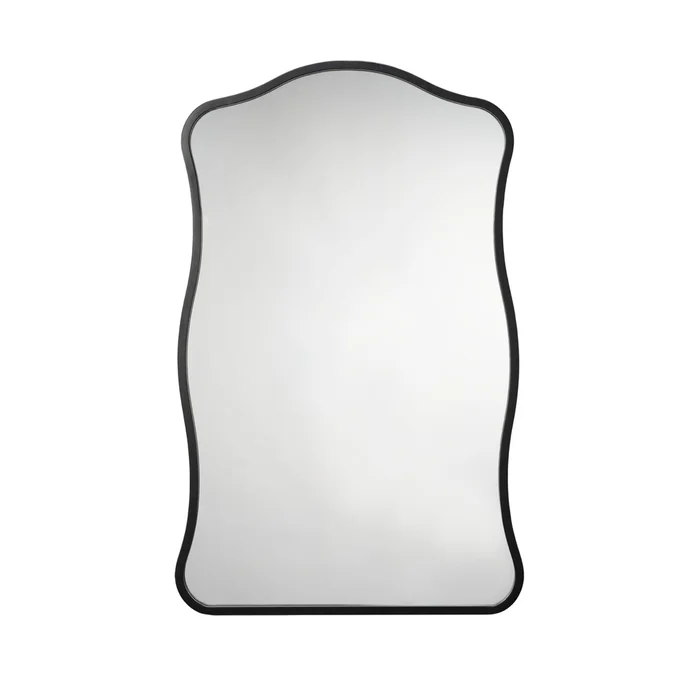 aurora wavy iron wall mirror, black