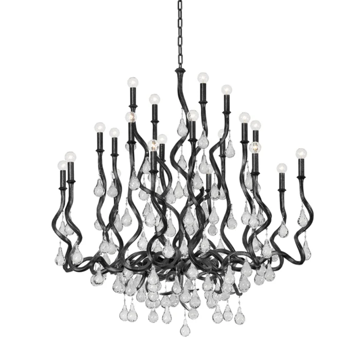 Aveline 20-Light Chandelier in Black Silver Leaf 48L x 48W x 48.75H