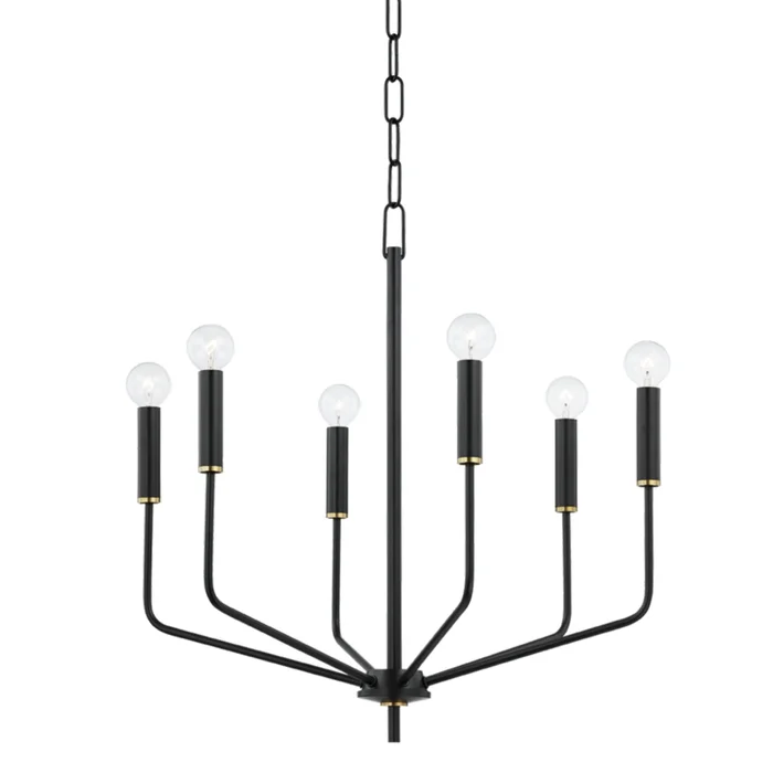 Bailey 6-Light Chandelier in Aged Brass/Soft Black 37.75L x 24W x 23.5H