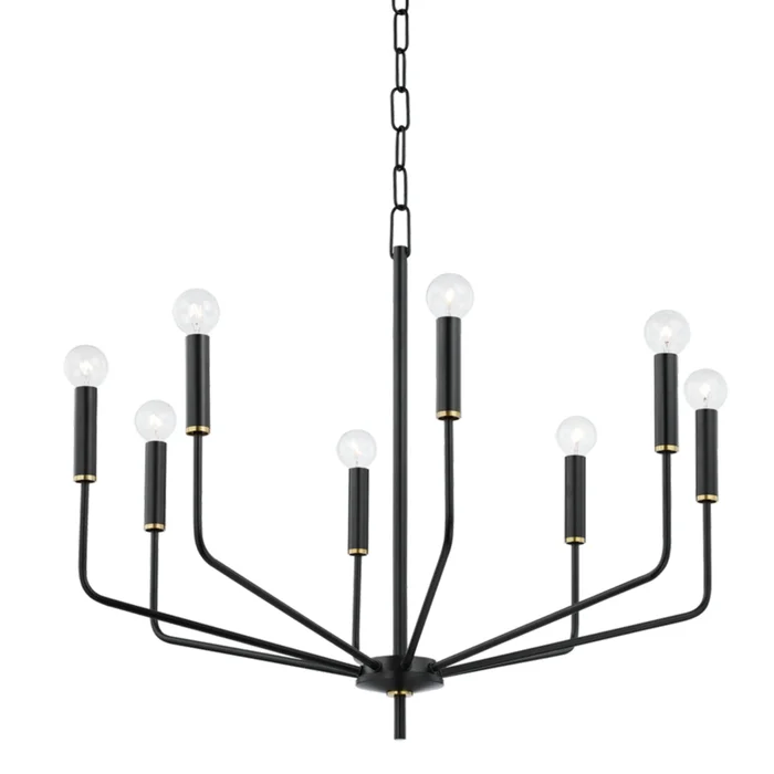 Bailey 8-Light Chandelier in Aged Brass/Soft Black 24L x 30W x 24.75H