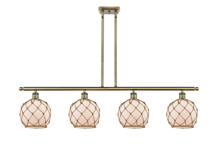Ballston Four Light Island Pendant in Antique Brass (405|516-4I-AB-G121-8RB)