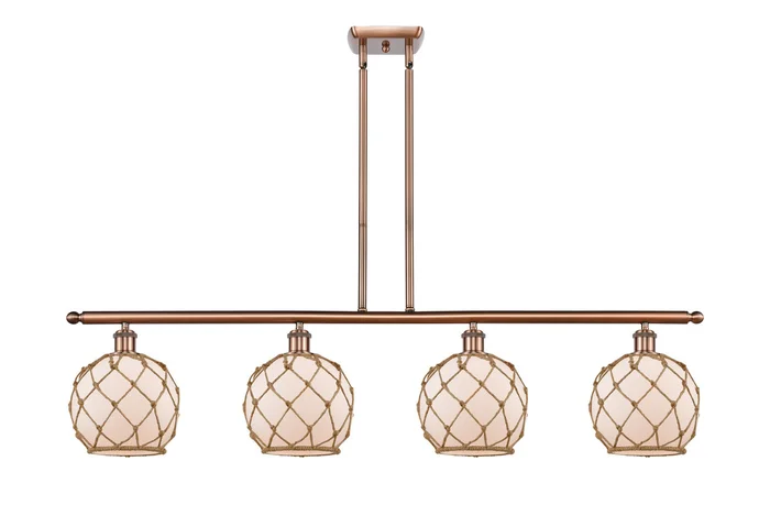 Ballston Four Light Island Pendant in Antique Copper (405|516-4I-AC-G121-8RB)