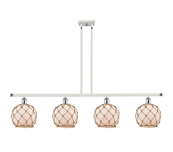 Ballston Four Light Island Pendant in White Polished Chrome (405|516-4I-WPC-G121-8RB)