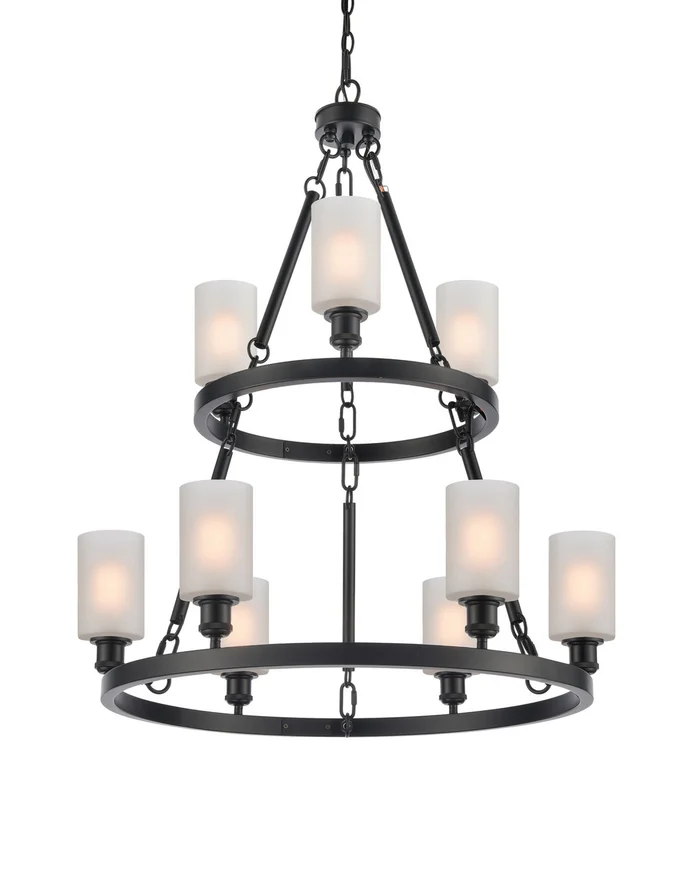 Ballston Nine Light Chandelier in Matte Black (405|8203-BK-G801)