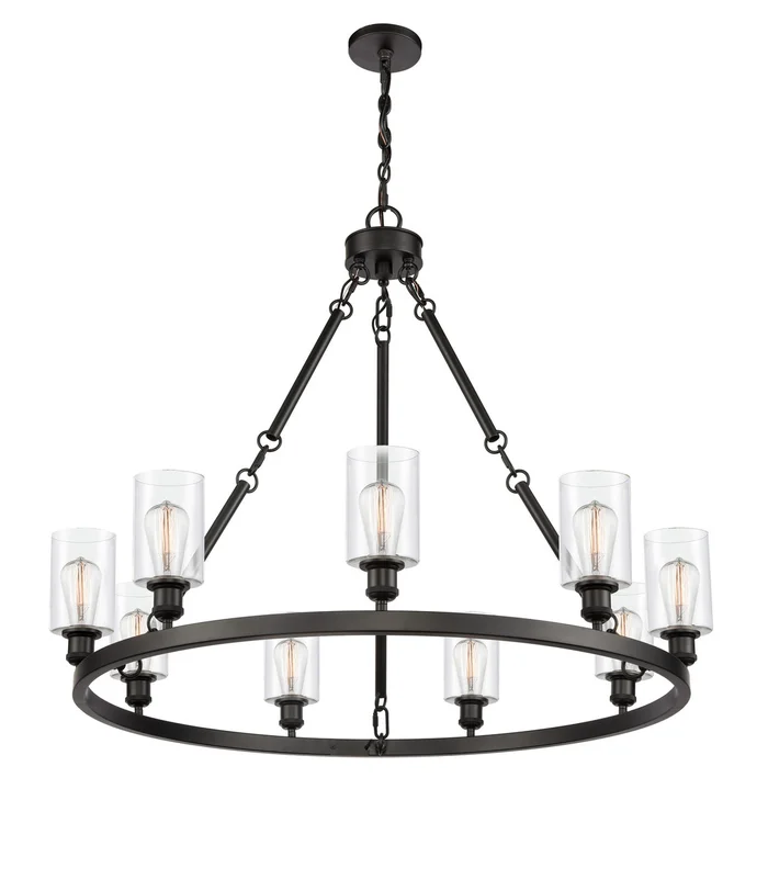 Ballston Nine Light Chandelier in Matte Black (405|840-BK-G802)