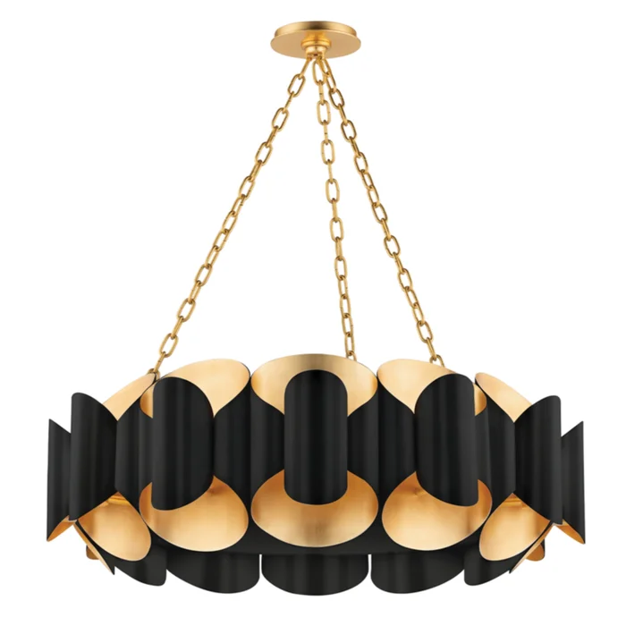 Banks 12-Light Chandelier in Gold Leaf/Black 34.5L x 34.5W x 11.75H