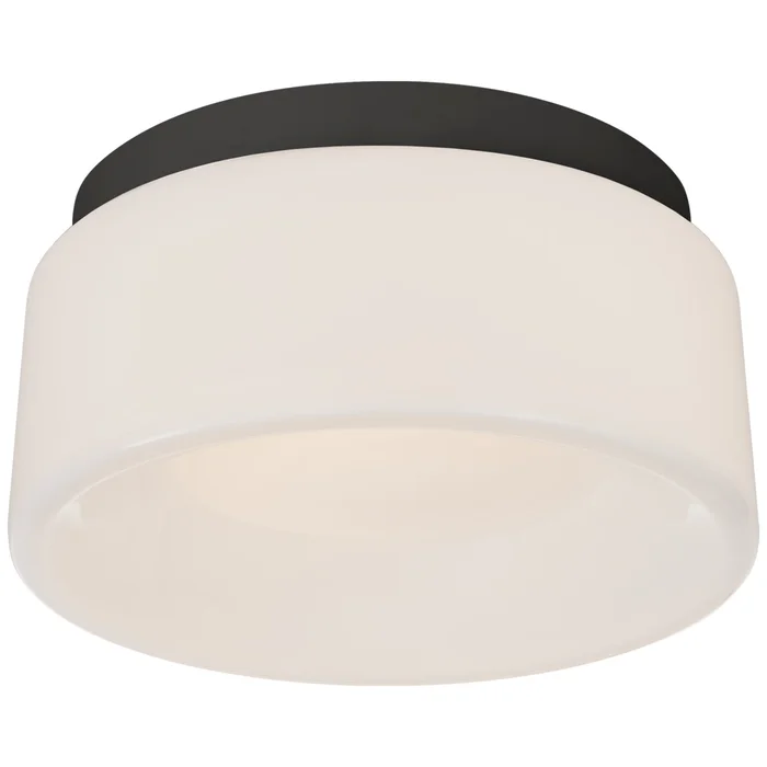 Barbara Barry Halo 5.5″ Solitaire Flush Mount in Matte Black with White Glass Ceiling Light W5.5″ x H2.25″