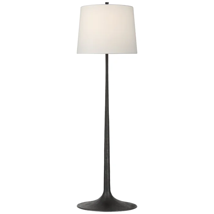Barbara Barry Oscar Large Sculpted Floor Lamp in Aged Iron with Linen Shade W18.5″ x H62.25″