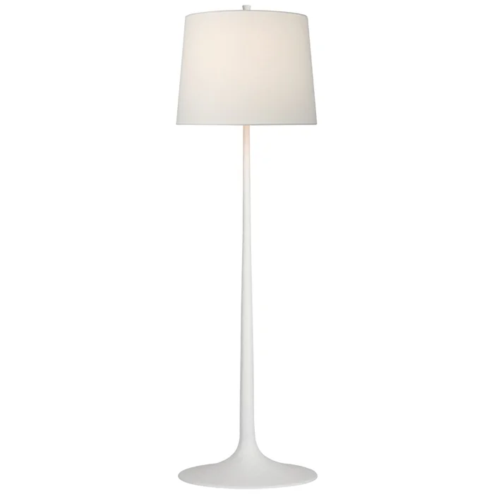 Barbara Barry Oscar Large Sculpted Floor Lamp in Plaster White with Linen Shade W18.5″ x H62.25″