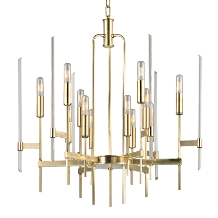 Bari 12-Light Chandelier in Aged Brass 24L x 24W x 26.5H