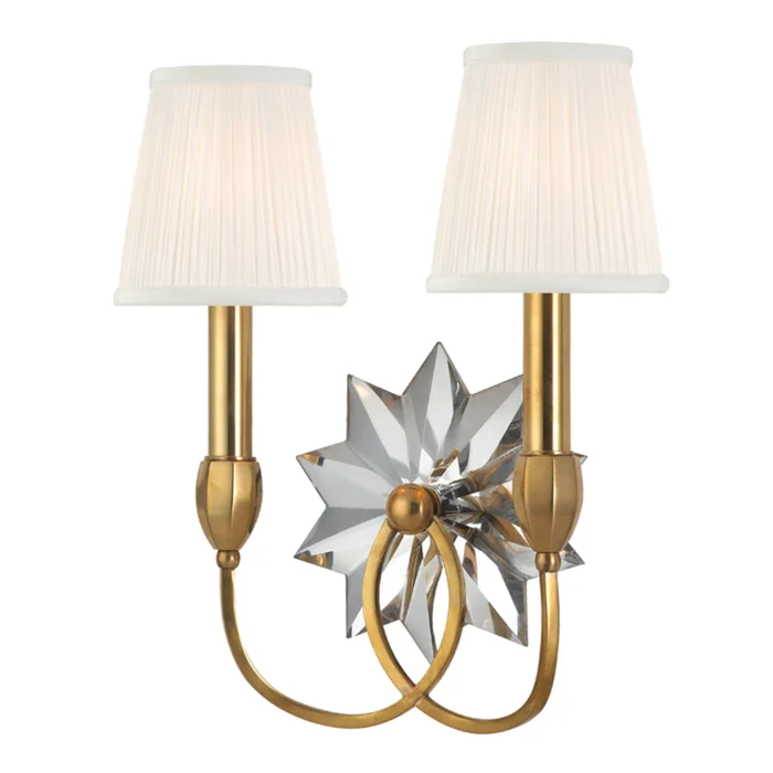 Barton 2-Light Wall Sconce in Aged Brass 13.5L x 13.5W x 14.75H