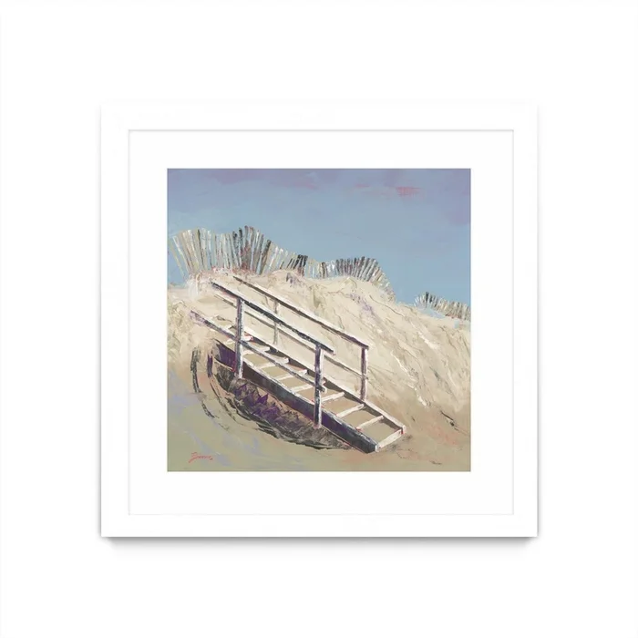 Beach Access Matted and Framed White 30×30 Wall Art|uvre dart murale encadre blanche et mate Beach Access 30×30