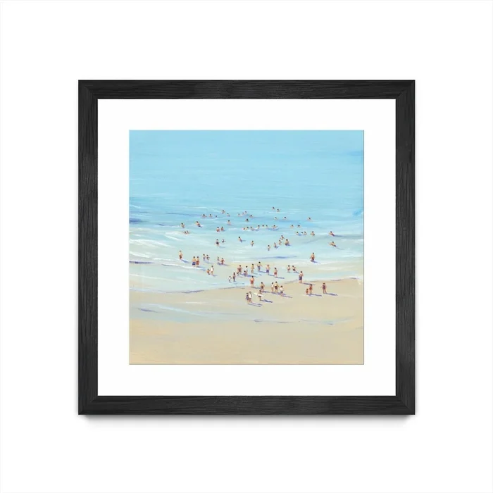 Beach Day I Matted and Framed Black 36×36 Wall Art|uvre dart murale encadre noire et mate Beach Day I 36×36