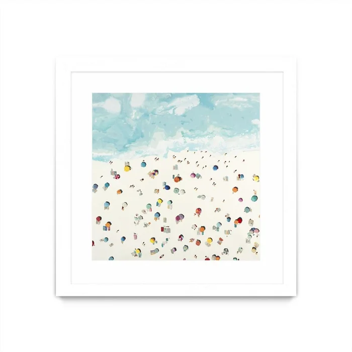 Beach Days Matted and Framed White 30×30 Wall Art|uvre dart murale encadre blanche et mate Beach Days 30×30