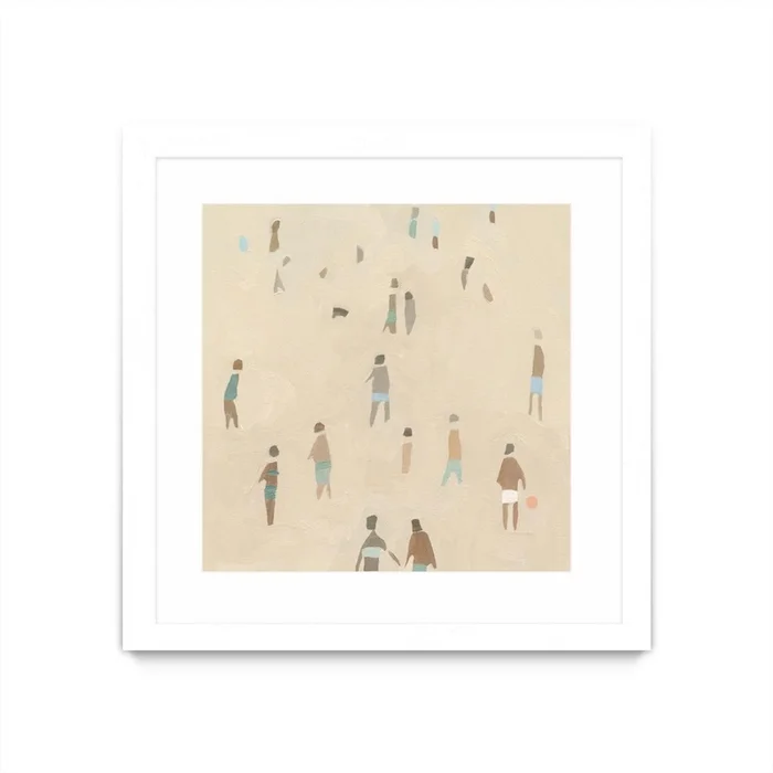Beach Goer Iv Matted and Framed White 30×30 Wall Art|uvre dart murale encadre blanche et mate Beach Goer Iv 30×30