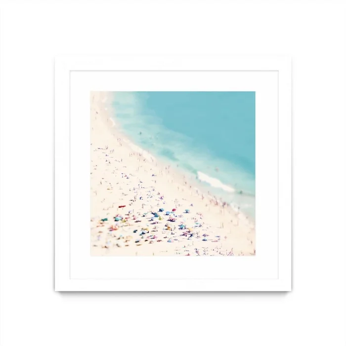 Beach Love Matted and Framed White 36×36 Wall Art|uvre dart murale encadre blanche et mate Beach Love 36×36