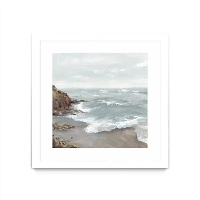 Beautiful Bay Matted and Framed White 30×30 Wall Art|uvre dart murale encadre blanche et mate Beautiful Bay 30×30