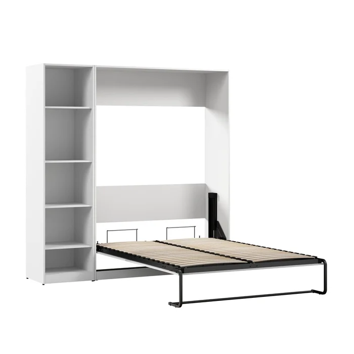 Bestar Claremont 5-Shelf Full Murphy Bed – White|Lit double escamotable Claremont de Bestar 5tablettes – blanc