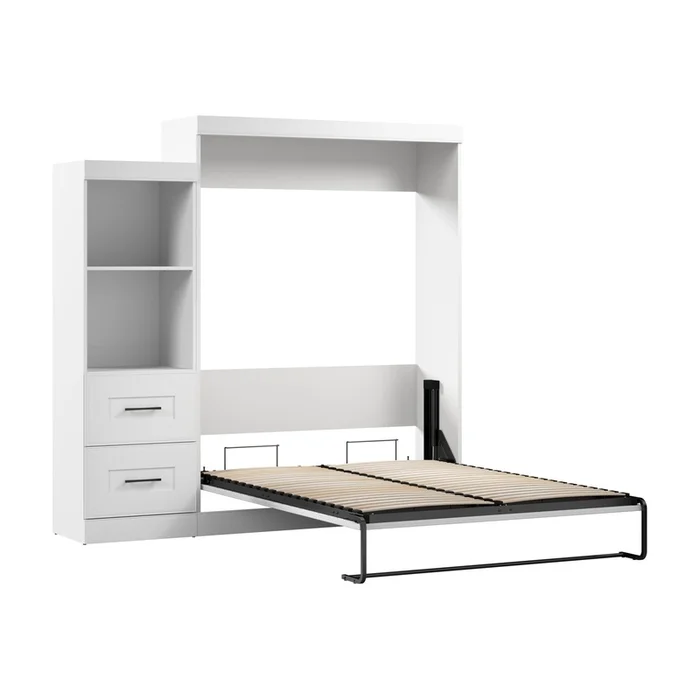 Bestar Edge Queen Murphy Bed Closet Organizer with Drawers (90 W) – White|Grand lit escamotable Edge de Bestar avec organisateur de garde-robe et tiroirs (90po [L]) – blanc