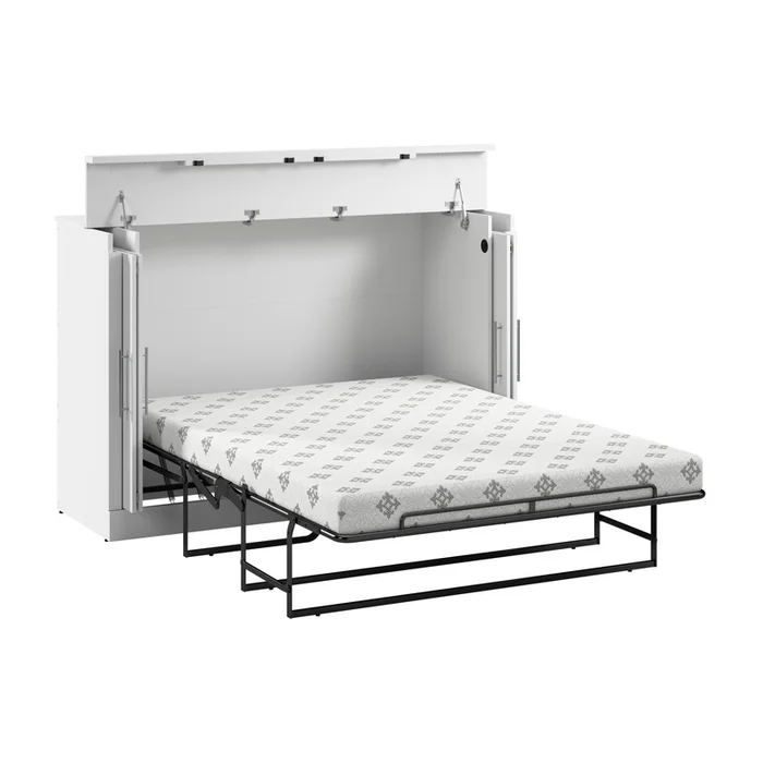 Bestar Nebula 69 W Full Cabinet Bed with Mattress – White|Armoire-lit double Nebula de Bestar de 69po (L) avec matelas – blanche