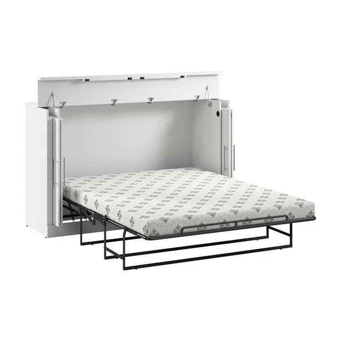 Bestar Nebula 75 W Queen Cabinet Bed with Mattress – White|Armoire-grand lit Nebula de Bestar de 75po (L) avec matelas – blanche