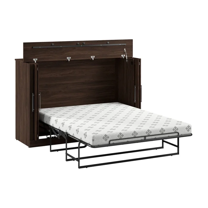 Bestar Pur 69 W Full Cabinet Bed with Mattress – Black Walnut|Armoire-lit double Pur de Bestar de 69po (L) avec matelas – noyer noir