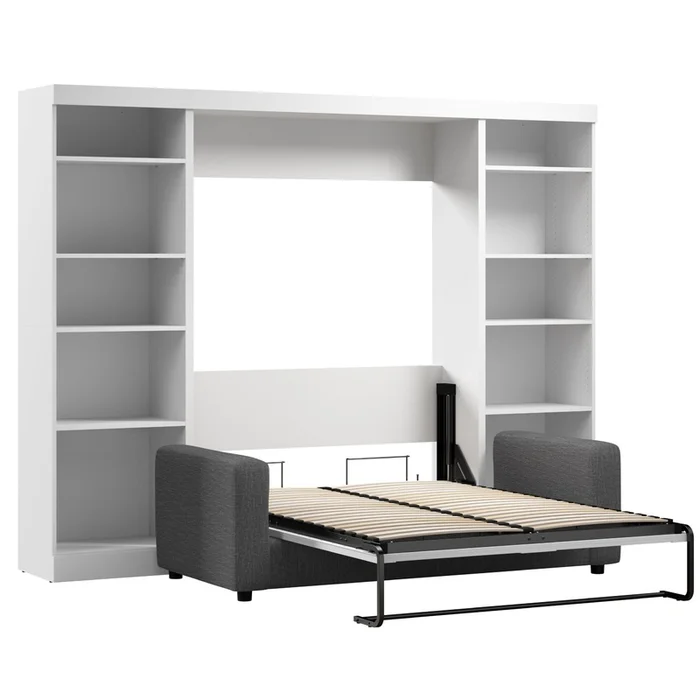 Bestar Pur Full 10-Shelf Murphy Bed with Sofa – White|Lit double escamotable Pur de Bestar avec 10tablettes et sofa – blanc