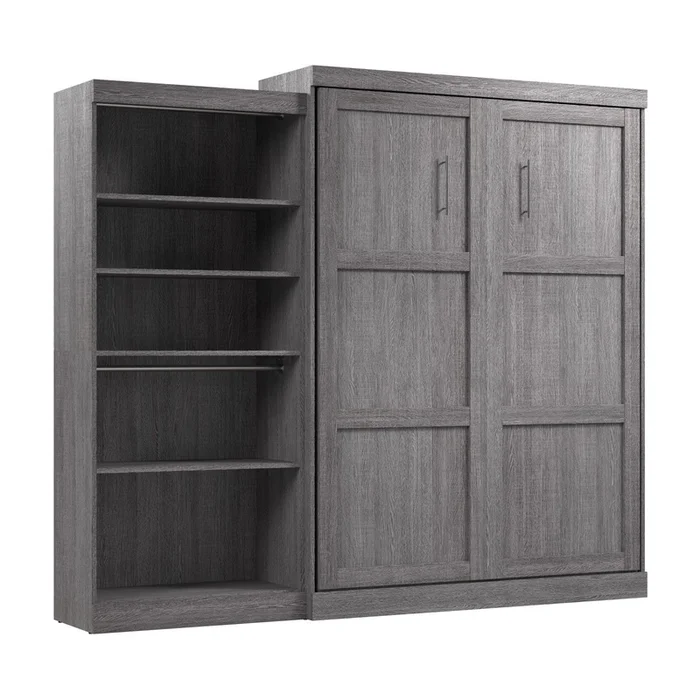 Bestar Pur Queen Murphy Bed with Closet Organizer (101 W) – Bark Grey|Grand lit escamotable Pur de Bestar de 101po (L) avec organisateur de garde-robe – gris corce