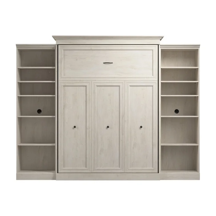 Bestar Versatile Queen Murphy Bed and Two Closet Organizers (115 W) – Linen White Oak|Grand lit escamotable Versatile de Bestar de 115po (L) avec 2organisateurs de garde-robe – blanc chne lin - Image 2