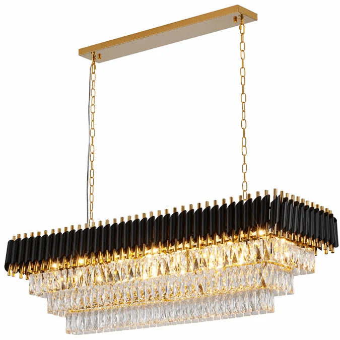 Bethel International GL412C48G Black & Gold 48″ Island Light Fixture
